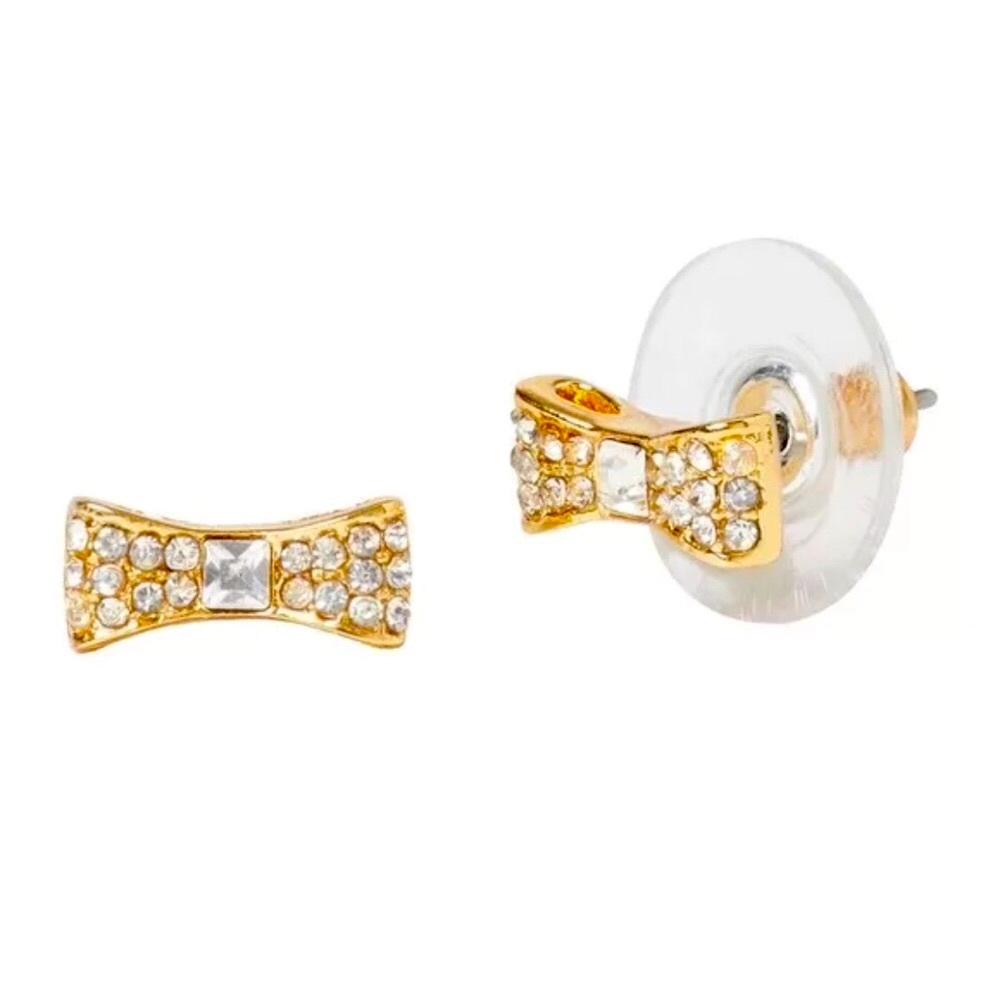 ♠️ Kate Spade ♠️ “Ready Set Bow" Earrings, Gold w/Crystals, New On Card, NWTs!